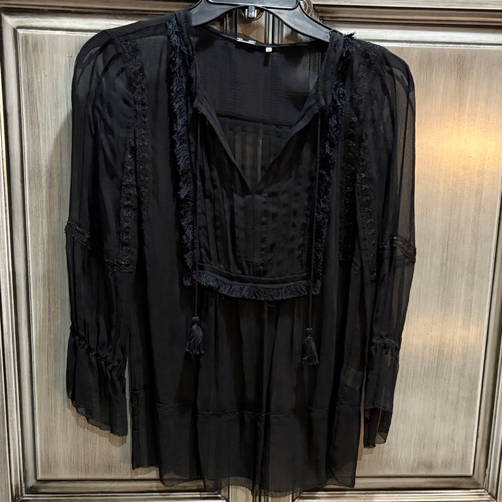 Elie Tahari Sheer Black Blouse